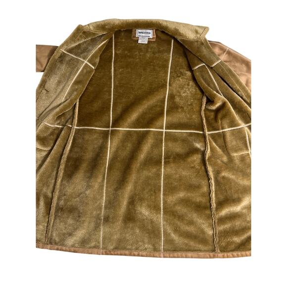 Fitz-Wright faux suede tan trench coat Woman XL Vintage Boho Indie Glam Vegan - Picture 5 of 8